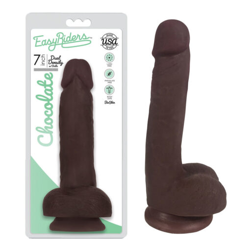 Curve Novelties Easy Riders 7 Inch Dual Density Dong with Balls Chocolate Dark Flesh CN 18 0914 11 81280 653078939736 Multiview