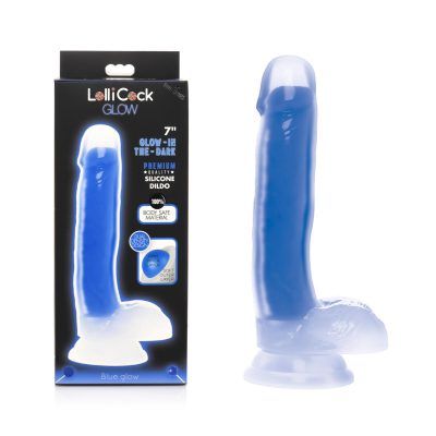 Curve Novelties Lollicock 7 inch Glow in the Dark Dual Density Silicone Dildo with Balls Blue CN 14 0544 46 653078943498 Multiview