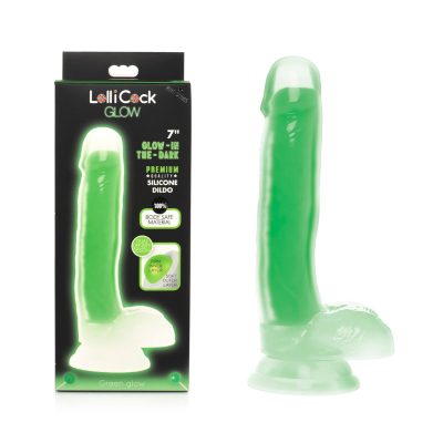 Curve Novelties Lollicock 7 inch Glow in the Dark Dual Density Silicone Dildo with Balls Green CN 14 0545 42 653078943504 Multiview