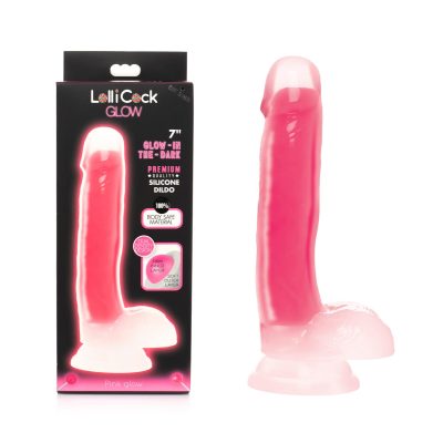 Curve Novelties Lollicock 7 inch Glow in the Dark Dual Density Silicone Dildo with Balls Pink CN 14 0546 33 653078943511 Multiview