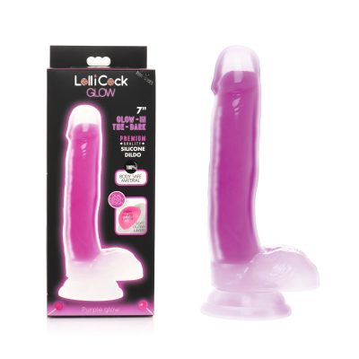 Curve Novelties Lollicock 7 inch Glow in the Dark Dual Density Silicone Dildo with Balls Purple CN 14 0547 51 653078943528 Multiview