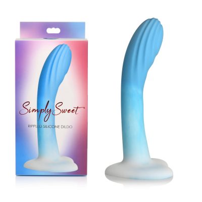 Curve Novelties Simply Sweet 7 Inch Rippled Silicone Dildo Blue CN 11 0416 48 653078943429 Multiview