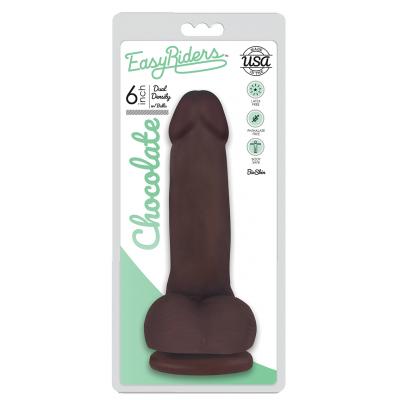 Curve Toys Easy Rider Dual Density 6 Inch Dong with Balls Chocolate Dark Flesh CN 18 0911 11 653078939705 Boxview