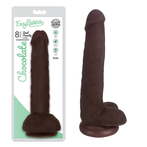Curve Toys Easy Riders 8 Inch Dual Density Dong with Balls Chocolate Dark Flesh CN 18 0917 11 653078939767 Multiview