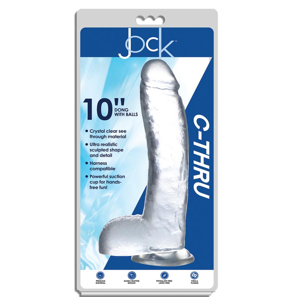 Curve Toys Jock C Thru 10 Inch Dong with Balls Clear CN 09 0704 00 814654 653078941692 Boxview