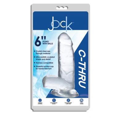 Curve Toys Jock C Thru 6 Inch Dong with Balls Clear CN 09 0700 00 814640 653078941654 Boxview