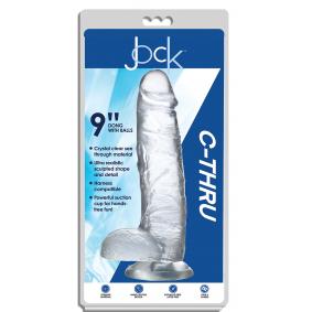 Curve Toys Jock C thru 9 Inch Dong with Balls Clear CN 09 0703 00 814653 653078941685 Boxview