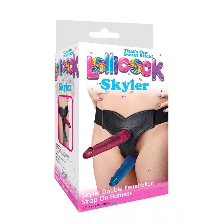 Curve Toys Lollicock Skyler Double Penetrator Strap On Harness Black CN 14 0531 20 81462 653078940015 Boxview