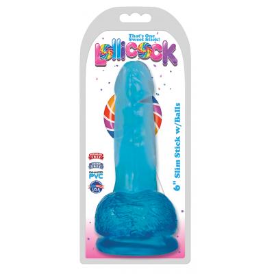 Curve Toys Lollicocks 6 Inch Slim Stick Dong with Balls Berry Ice Blue CN 14 0511 46 643380985729 Boxview
