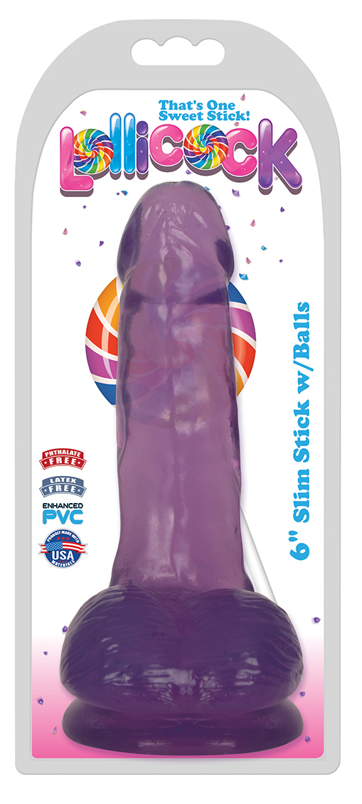 Curve Toys Lollicocks 6 Inch Slim Stick Dong with Balls Grape Ice Purple CN 14 0512 51 643380985736 Boxview