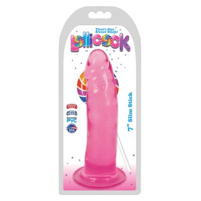 Curve Toys Lollicocks 7 Inch Slim Stick Dong Cherry Ice Pink CN 14 0504 33 643380985651 Boxview
