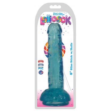 Curve Toys Lollicocks 8 Inch Slim Stick Dong with Balls Berry Ice Blue CN 14 0517 46 643380985781 Boxview