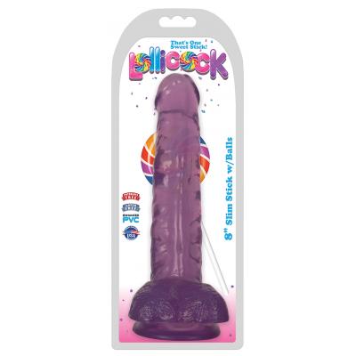 Curve Toys Lollicocks 8 Inch Slim Stick Dong with Balls Grape Ice Purple CN 14 0518 51 643380985798 Boxview