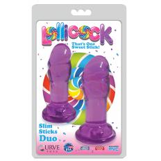Curve Toys Lollicocks Slim Stick Duo Butt Plug 2 Pack Grape Ice Purple CN 14 0530 51 653078940008 Boxview