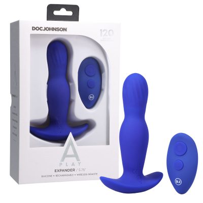 Doc Johnson A Play Expander Wireless Remote Expanding Vibrating Butt Plug Blue 0300 16 BX 782421081294 Multiview