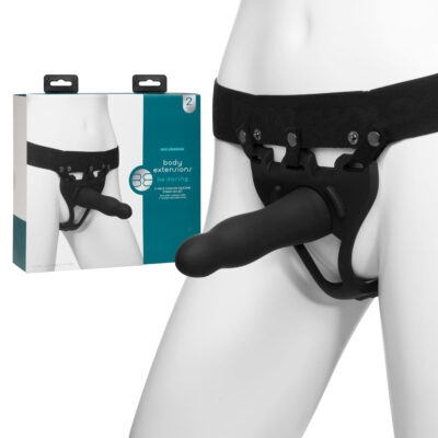 Doc Johnson Body Extensions BE Daring 2 Pc Hollow Silicone Strapon Set Black 0800 06 BX 782421070328 Multiview