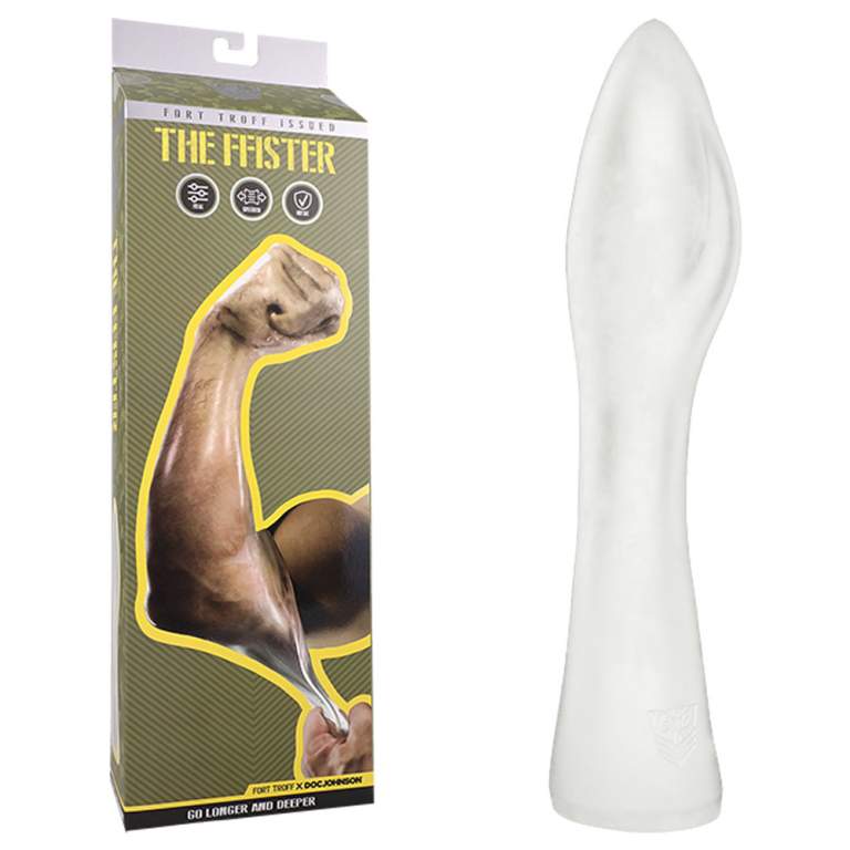 Doc Johnson Fort Troff FFister Elbow Length Fisting Glove Black Frosted Clear 1104 05 BX 782421090487 Multiview