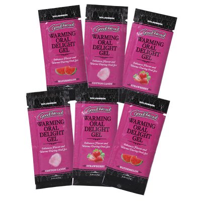 Doc Johnson Goodhead Warming Oral Delight Gel 6 Pack Sachets Watermelon Strawberry Cotton Candy 1387 43 BX 782421086770 Detail