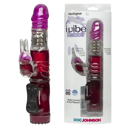 Doc Johnson iVibe Rabbit Vibrator Large Newer Version Beaded Strawberry 6001 01 BX 782421490508 Multiview