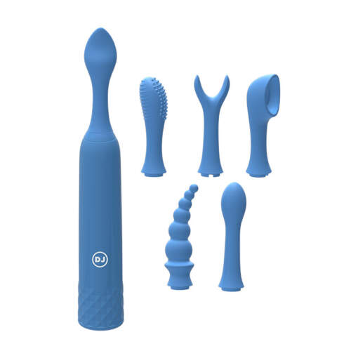 Doc Johnson iVibe Select iQuiver 7pc Vibrator with Tips Set Blue 6026 11 BX 782421077839 Detail