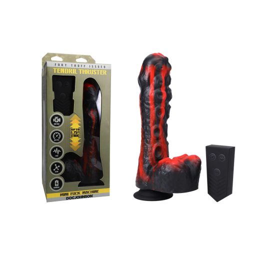 Doc Johnson x Fort Troff Tendril Thruster 8 point 5 inch Thrusting Fantasy Dong with Balls and Remote Black Red 1100 25 BX 782421084554 Multiview