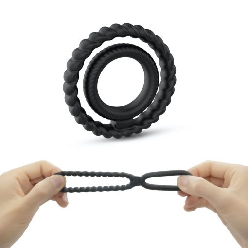 Dorcel Dual Ring Silicone Cock and Ball Ring Black 6072547 3700436072547 Multiview