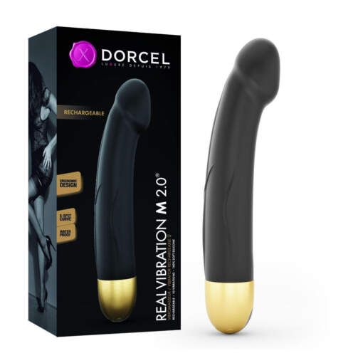 Dorcel Real Vibration Medium Rechargeable Penis Vibrator Black Gold 6072233 3700436072233 Multiview