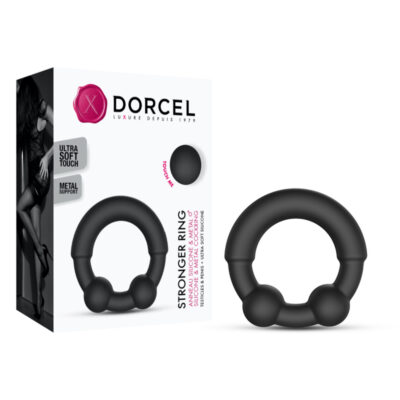 Dorcel Stronger Beaded Silicone and Metal Cock Ring Black 6072448 3700436072448 Multiview