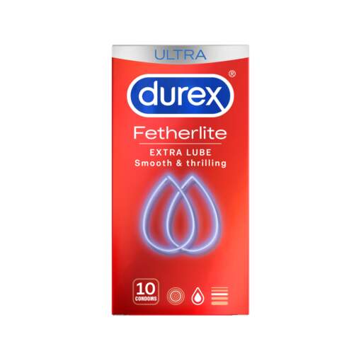 Durex Fetherlite Extra Lube Condoms 10 Pack RBL1911609 9300631209492 Boxview