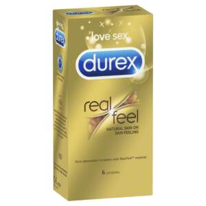 Durex Real Feel Non Latex Condoms 6 Pk 9300631420026 Boxview
