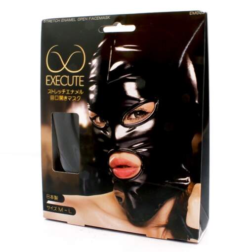 EXECUTE PVC Stretch Open Face Mask Black M L EM003 4573103500105 Boxview