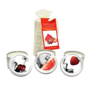 Earthly Body Edible Massage Candle 3 Pack Watermelon Cherry Strawberry EB EDCAND3 879959002300 Multiview