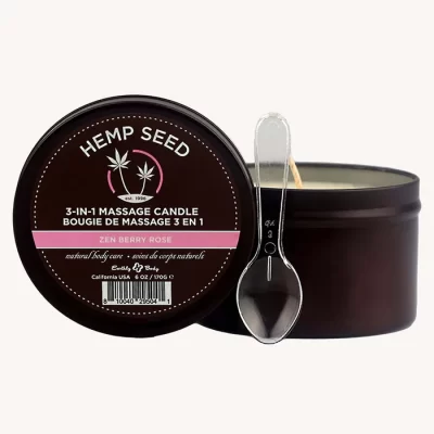 Earthly Body Hemp Seed 3 in 1 Massage Candle Zen Berry Rose HSC014 810040295041 Detail