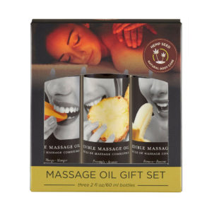 Earthly Body Hemp Seed Massage Oil Gift Set Pineapple Mango Banana 814487024998