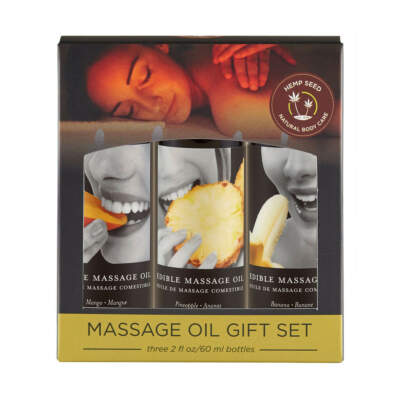Earthly Body Hemp Seed Massage Oil Gift Set Pineapple Mango Banana 814487024998