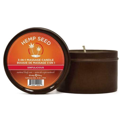 Earthly Body Hemp Seed Oil 3 in 1 Massage Candle Sinfulicious EB CAND SFL 810040290053 Multiview