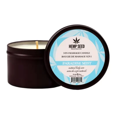 Earthly Body Hemp Seed Paradise Mist 3 in 1 Massage Candle Sea Salt Crystals Lotus Petals Aged Driftwood 170g HSCS023A 810040295812 Multiview