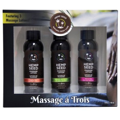 Earthly Body Massage a Trois 3 Pack Hemp Seed Massage Oil EB MLMT003 814487023014 Boxview