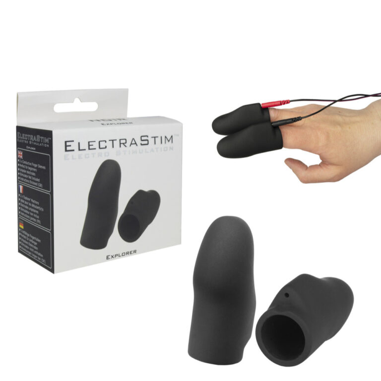 Electrastim Electrostimulation Silicone Noir Explorer Finger Sleeves Black EM3108 0609224031779 Multiview