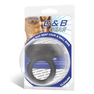 Electric Novelties Blue Line Silicone Duo Snap Cock and Ball Ring BLM3072 4890808224274 Boxview