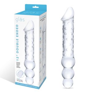 Electric Novelties Glas 12 inch double ended glass dildo with anal beads clear GLAS503 4890808250488 Multiview