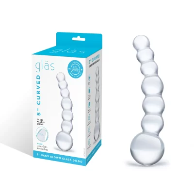 Electric Novelties Glas 5 Curved Beaded Glass Dildo Clear GLAS148 4890808205631 Multiview