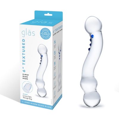 Electric Novelties Glas 6 inch textured g spot glass dildo clear GLAS146 4890808205617 Multiview