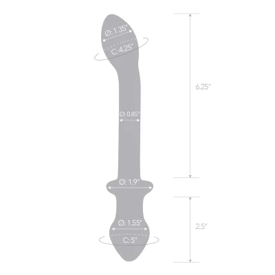 Electric Novelties Glas 9 point 5 inch Double Play Dual Ended Glass Dildo Plug Clear GLAS164 4890808264898 Size Detail