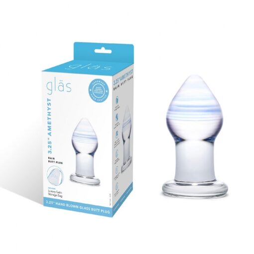 Electric Novelties Glas Glass amethyst rain butt plug Clear GLAS62 4890808063262 Multiview