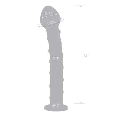 Electric Novelties Glas Mr Swirly 8 Inch Spiral Texture Glass Dildo Clear Red GLAS23 4890808062876 Size Detail