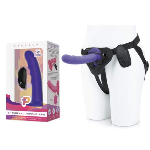 Electric Novelties Pegasus 6 Inch Rechargeable Wireless Remote Dong and Harness Purple PEG004 4890808228319 Multiview