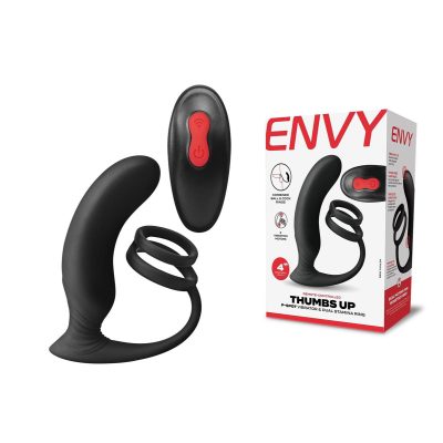 Envy Thumbs Up Remote Vibrating Prostate Massager Dual Cock Ring Black ENV 1005 848416010073 Multiview