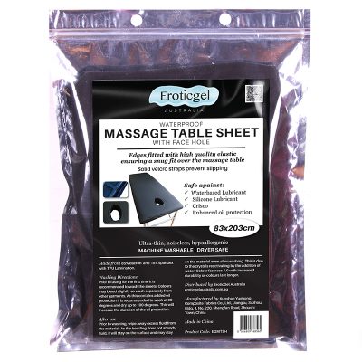 EroticGel Waterproof Massage Table Sheet with Face Hole 83x203cm Black EGMTSH 806809668560 Boxview