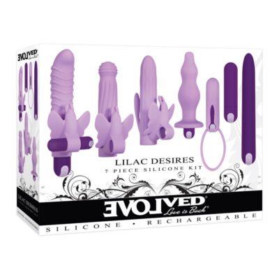 Evolved Lilac Desires 7Pc Vibrator and Sleeve Kit Purple EN RS 6443 2 844477016443 Boxview